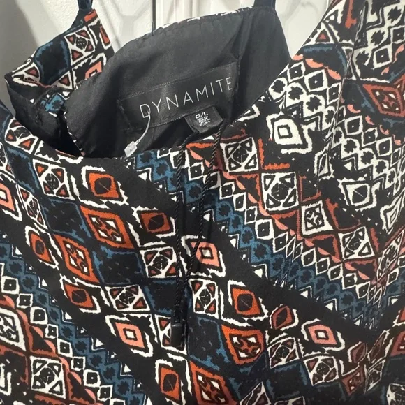 Dynamite Boho Maxi Dress Geometric Print Strappy Flowy Women’s Size L - Picture 7 of 7
